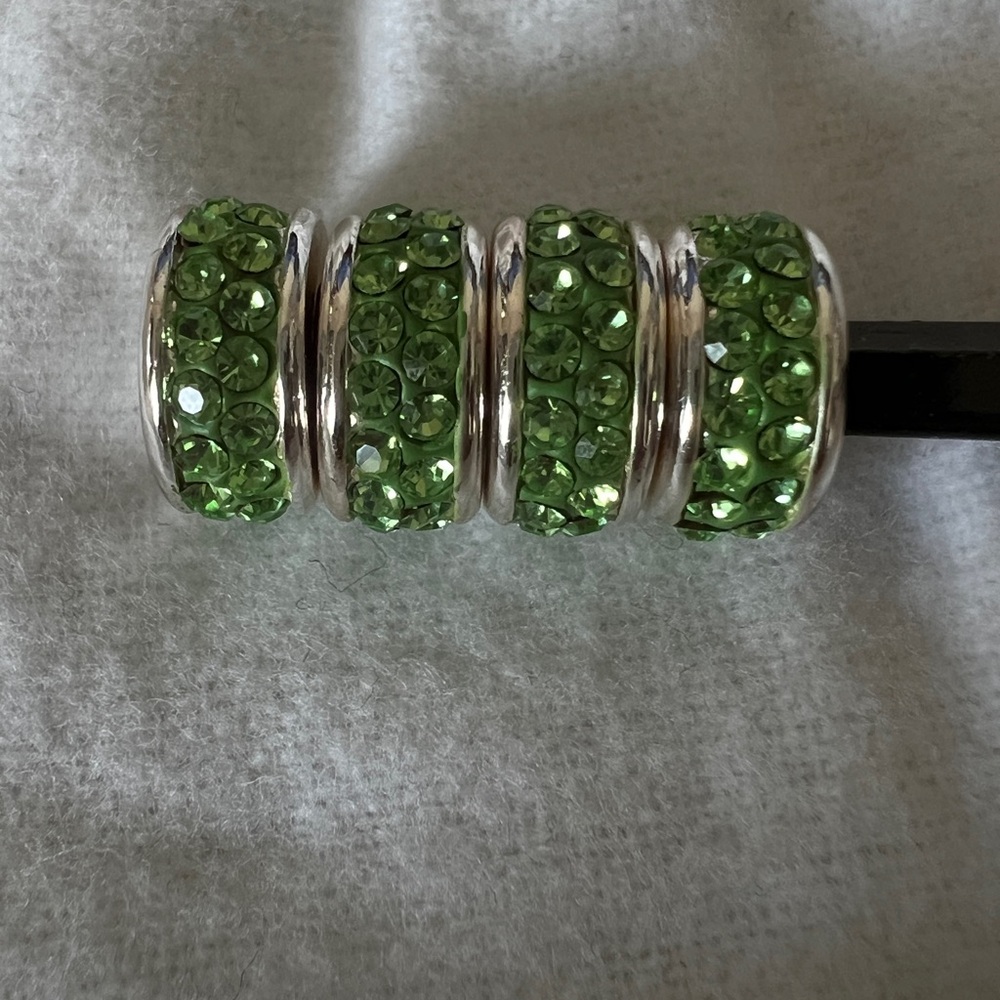 Peridot Crystal Spacer Beads - Fits Pandora Bracelets 4 beads
